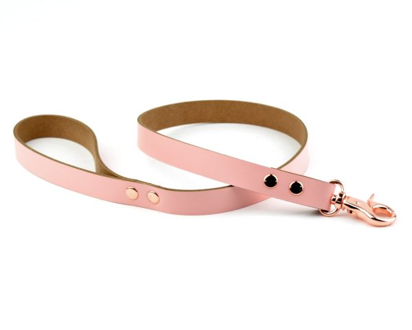 Peachy Pink 75CM - 30" Leather Leash with Rose Gold Hardware