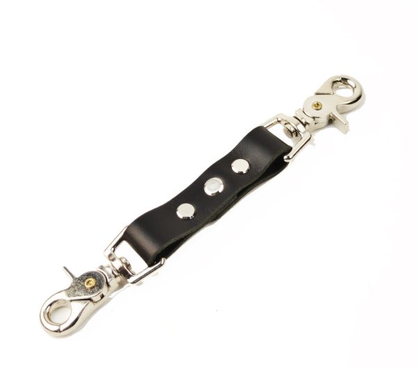 Black Leather & Silver Straight Cuff Connector