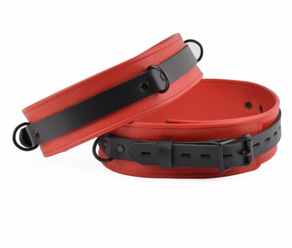Premium Leather Thigh Cuffs - Americana Red Midnight Edt