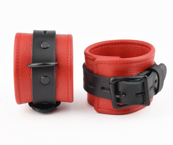 Premium Leather Wrist Cuffs - Americana Red Midnight Edt