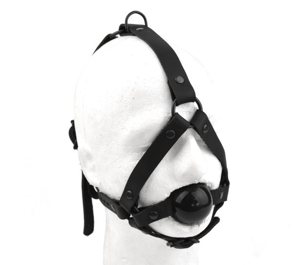 Black Head Harness Ball Gag - Black Ball Midnight Edt (ALL Black)