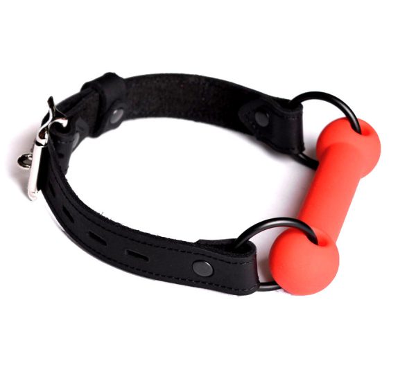 Black Single Strap Bit Gag - Red Bit