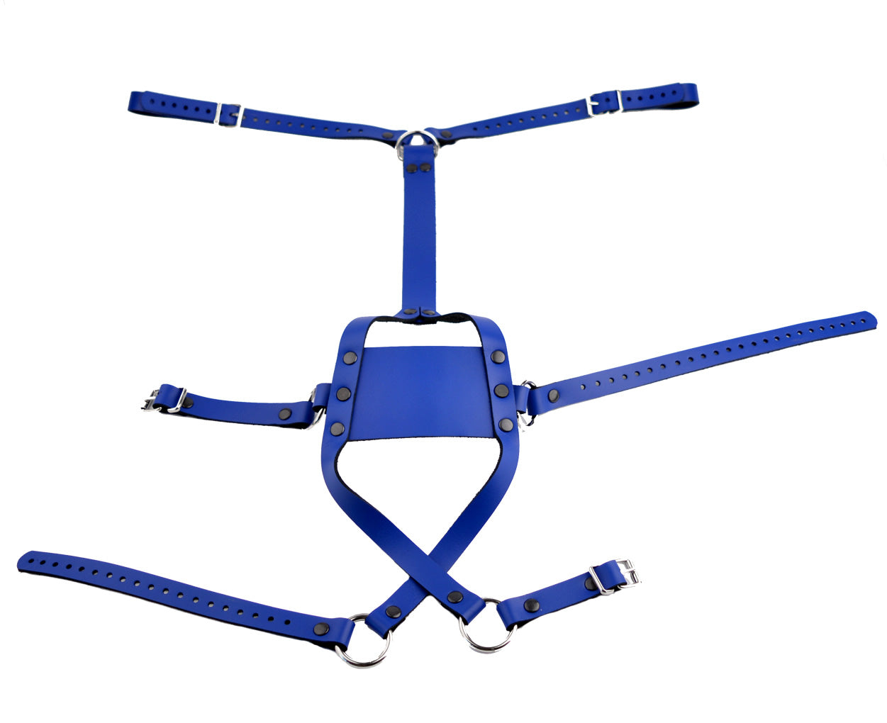 Strict Panel Trainer Cross Straps Gag - Blue