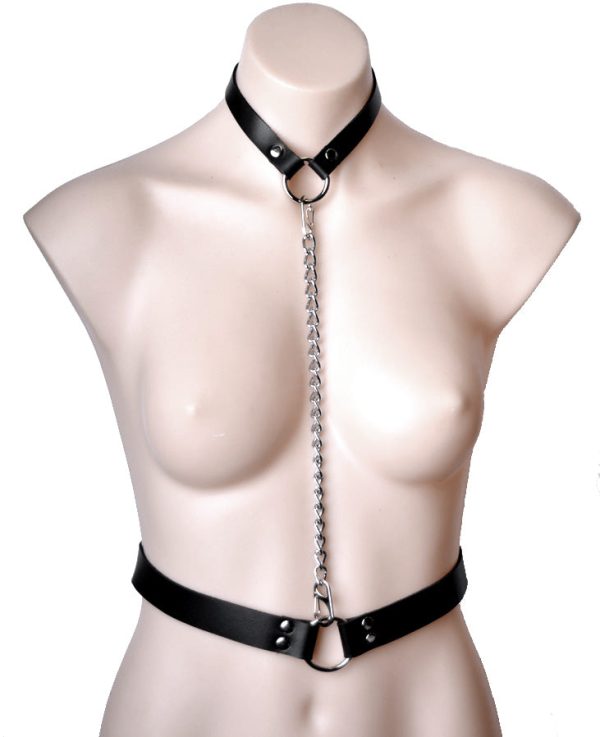 Black Leather & Chain Harness